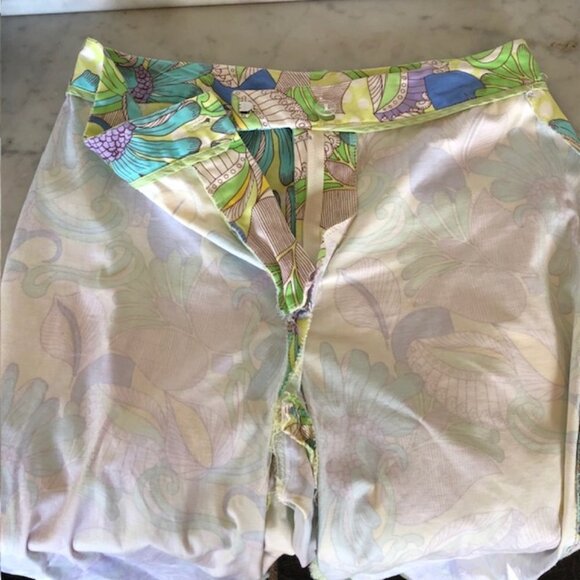 J. MCLAUGHLIN Yellow Turquoise Floral Capris Vintage 6 - Picture 10 of 15